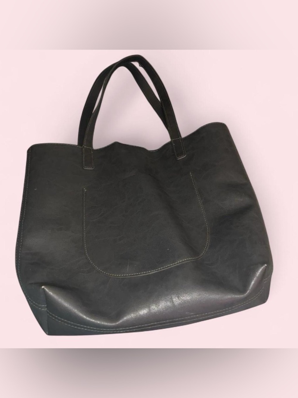 Classic Grey Non-Leather Tote Bag - Spacious Everyday Carry